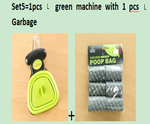 Foldable dog pooper scooper bundle with waste bags, yellow