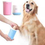 Blue pet paw cleaner cup with soft silicone bristles for dogs and cats