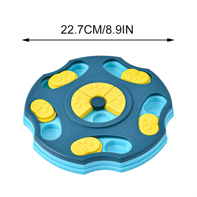Blue dog puzzle feeder toy, 2-in-1 slow feeder and brain game to prevent bloat