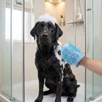 2-in-1 silicone grooming glove included with portable dog paw cleaner for bathing and massage