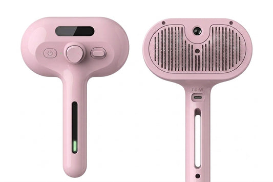Rechargeable pet grooming vacuum brush with built-in camera for cats and dogs, pink